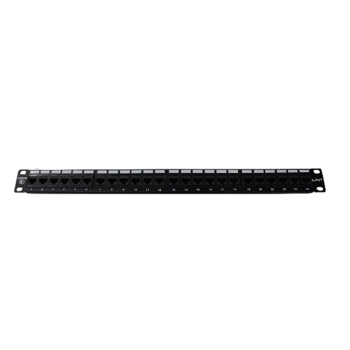 PATCH PANEL CAT5E 1U, 24 PUERTOS, DADOS INCLUIDOS, NEGRO